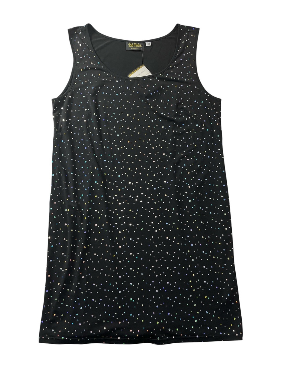 Bob Mackie Wearable Art Black Rhinestone Dress Sparkly Sleeveless Glam Large